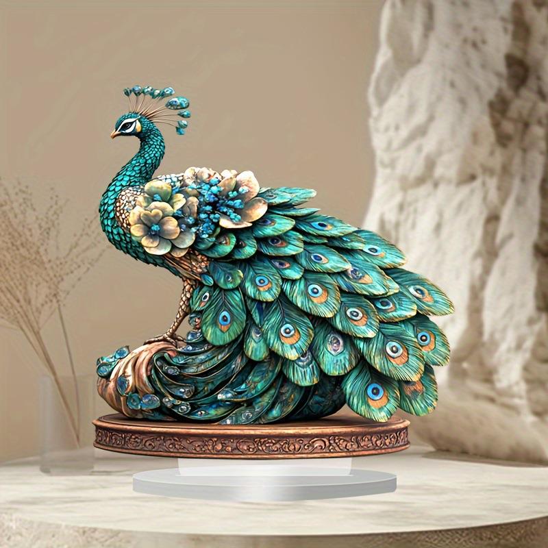 1个2D波西米亚孔雀亚克力装饰摆件，尺寸为7.08x7.08英寸，非电动
