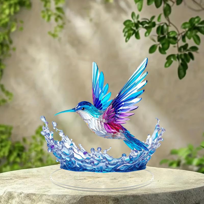 跨境迷人的蜂鸟亚克力雕像透明般清澈的桌面装饰礼物艺术装饰品