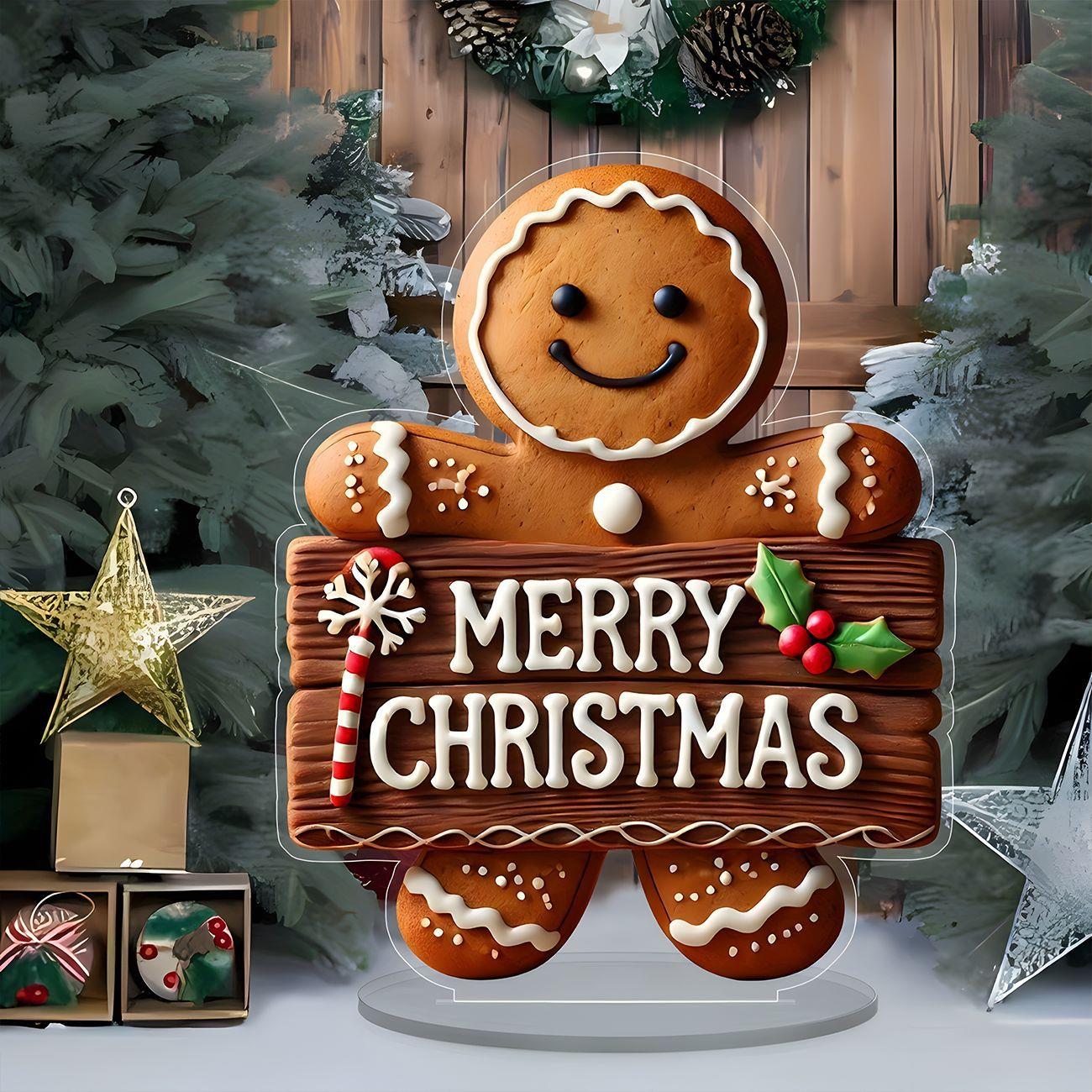 跨境新品圣诞快乐创意2D亚克力节日桌面展示摆件圣诞节派对装饰品