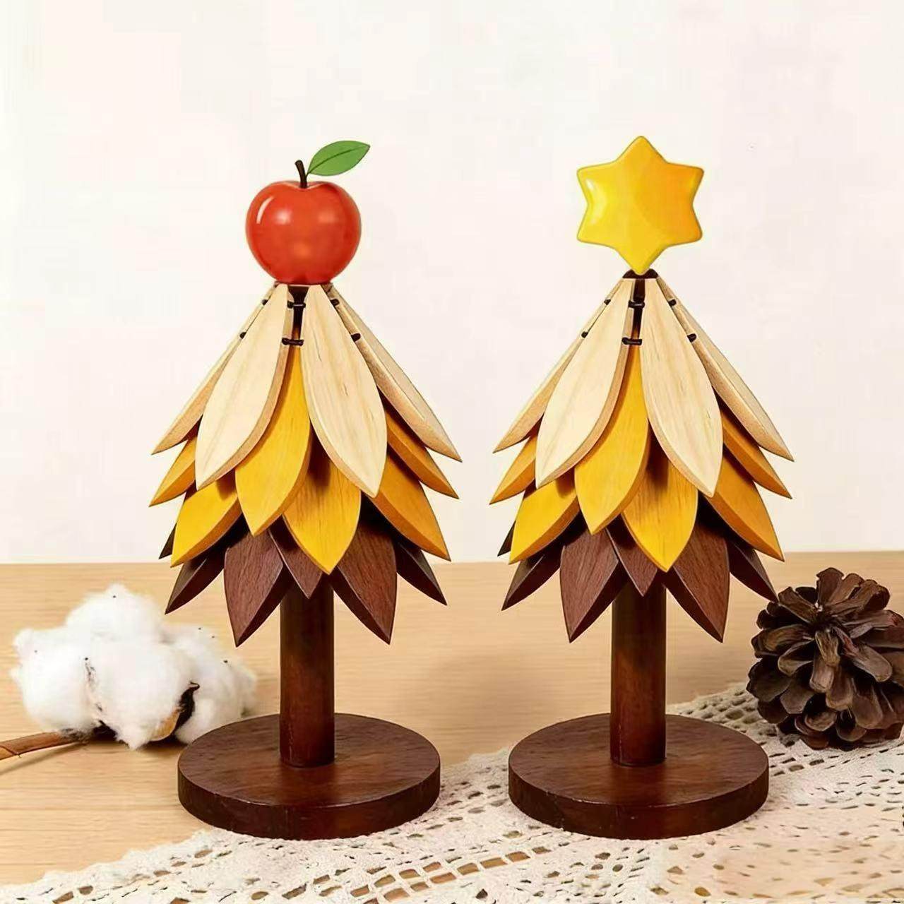 家居隔热垫圣诞树防烫垫餐桌摆件实木锅垫折叠杯垫防烫隔热垫盘子