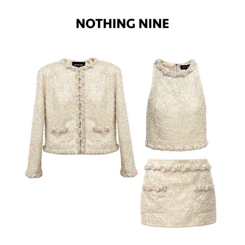 NOTHING NINE 鎏金幻彩粗花呢套装外套/背心/半裙