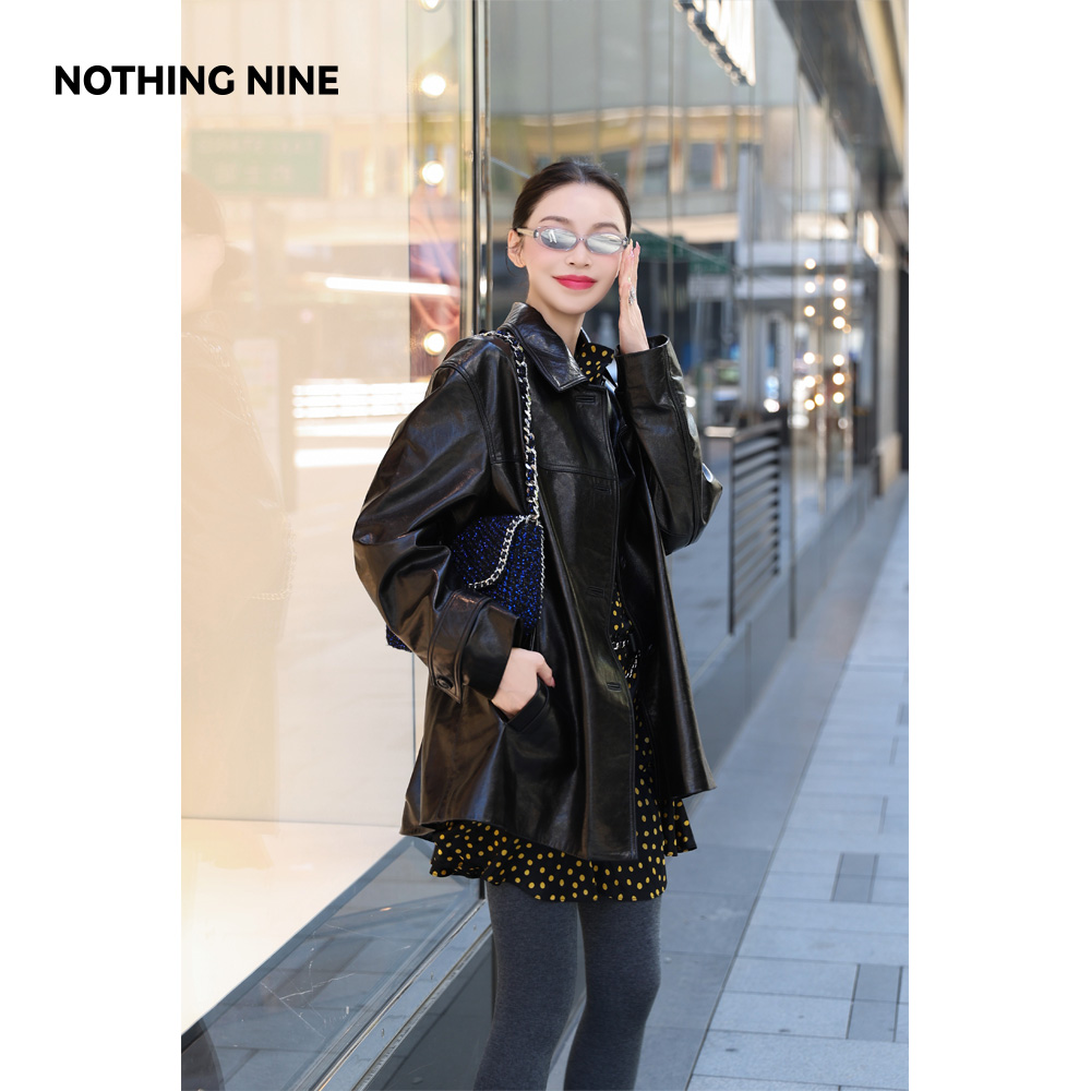 NOTHING NINE 黎明前夕油蜡皮皮衣外套