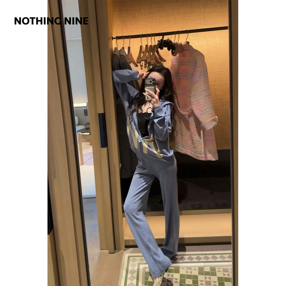 NOTHING NINE 风栖100%超细美利奴羊毛针织套装外套/短裤/长裤