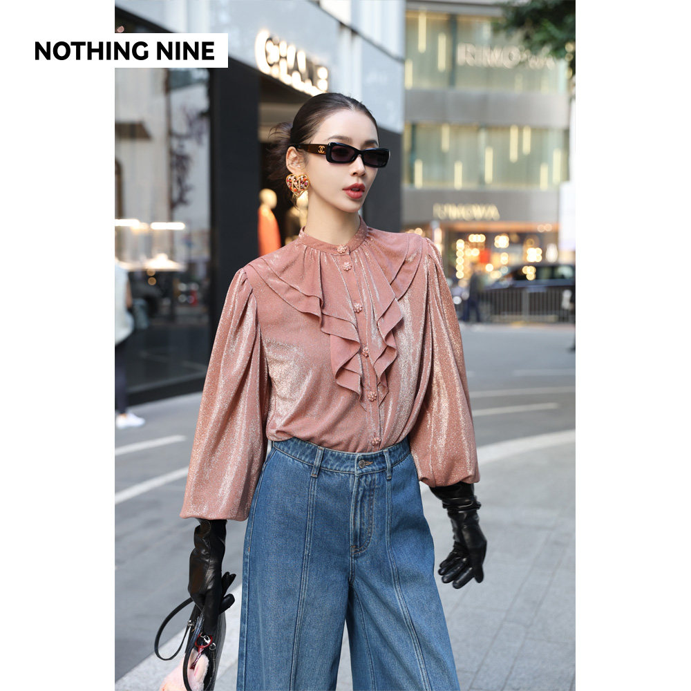 NOTHING NINE 帕拉戈尔金属丝立领衬衫不易起静电