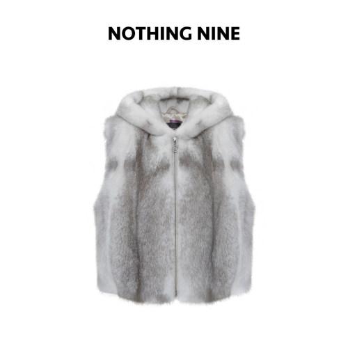 NOTHING NINE 琉云华貂 芬兰saga皇冠级真丝里衬马甲连帽十字貂