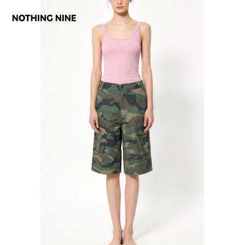 NOTHING NINE  岩漠迷彩 纯棉工装五分裤