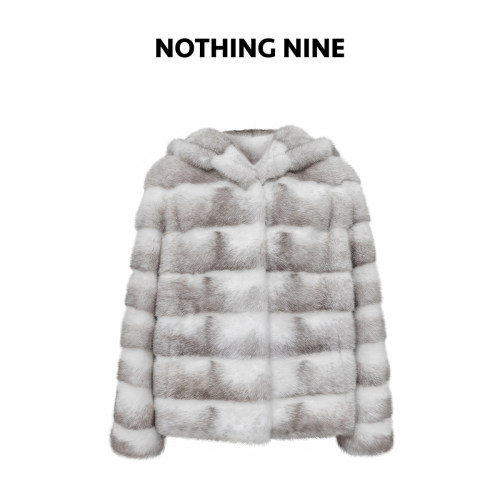 NOTHING NINE 琉云华貂芬兰saga皇冠级真丝里衬长袖连帽十字貂