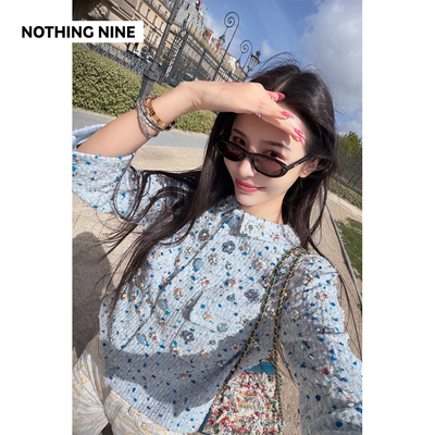 NOTHING NINE  星砾冰境意大利进口珍珠宝石红重工花呢外套/短裤