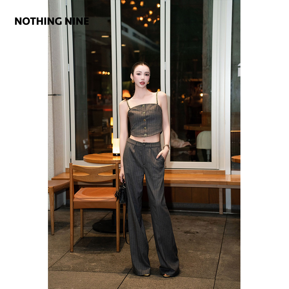 NOTHING NINE 黯影之息吊带背心/条纹西服裤