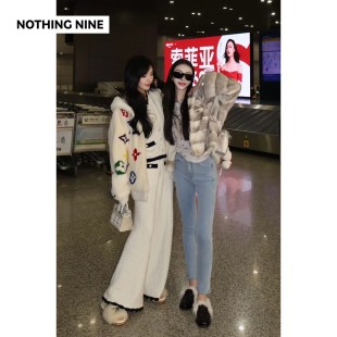 NOTHING 进口丹麦天鹅绒银蓝十字貂外套 NINE