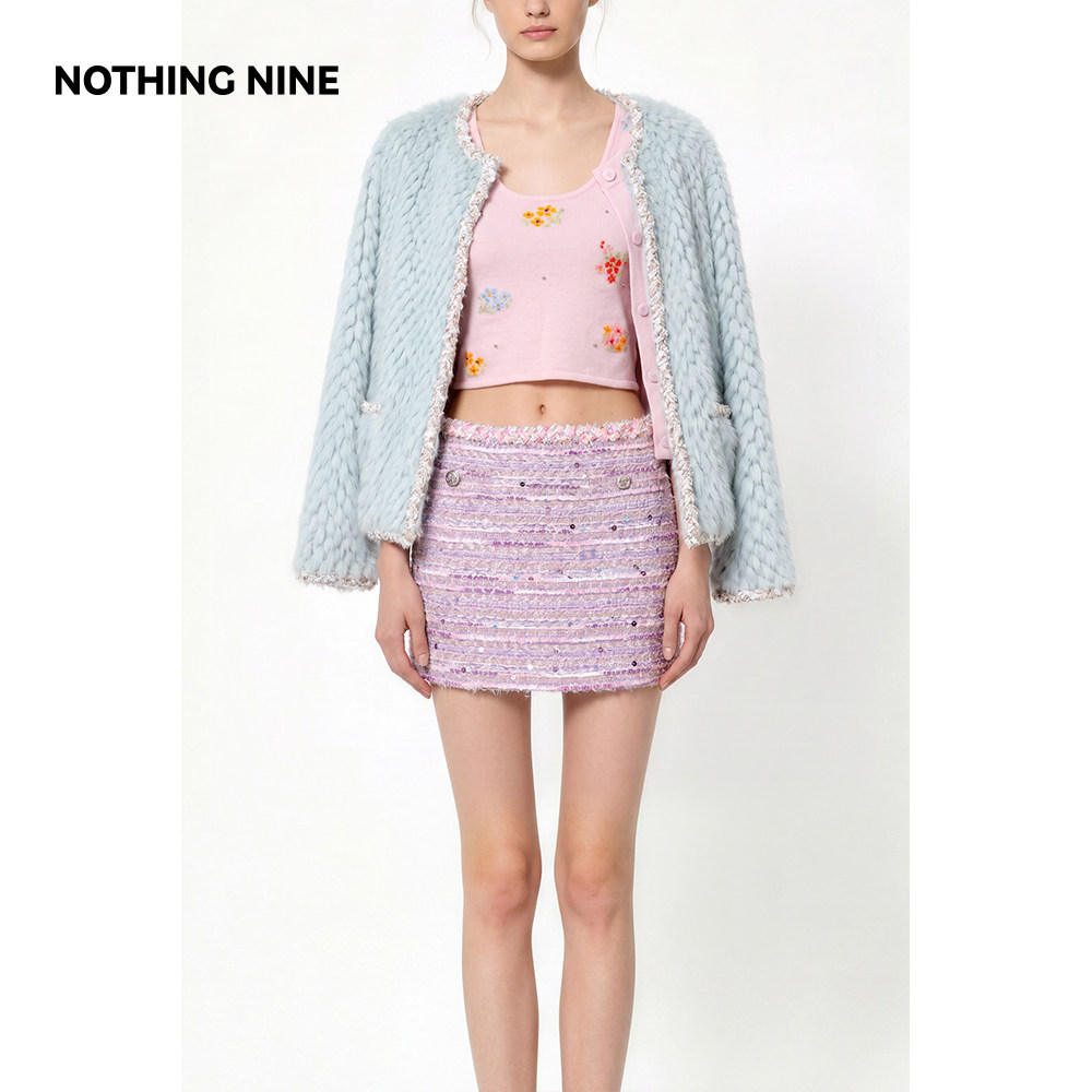 NOTHING NINE 浅雾蓝絮芬兰进口saga级100%真丝里衬水貂