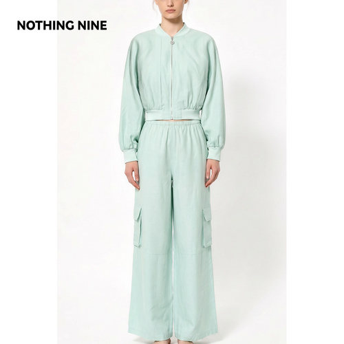 NOTHING NINE 青釉莱赛尔休闲套装外套/长裤