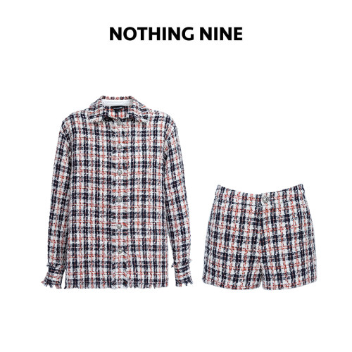 NOTHING NINE 冰棠浅呢粗花呢套装上衣/裤子
