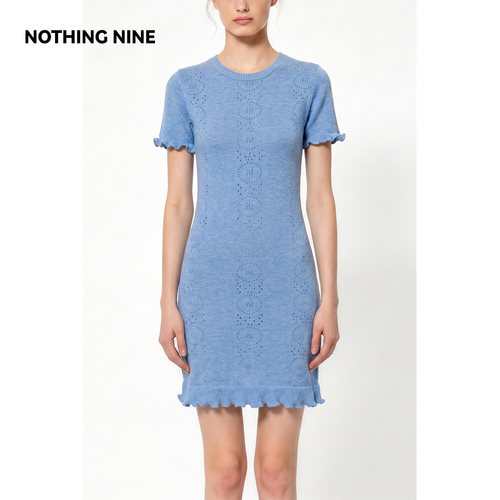 NOTHING NINE 晴空禾缕美丽诺绵羊毛连衣裙
