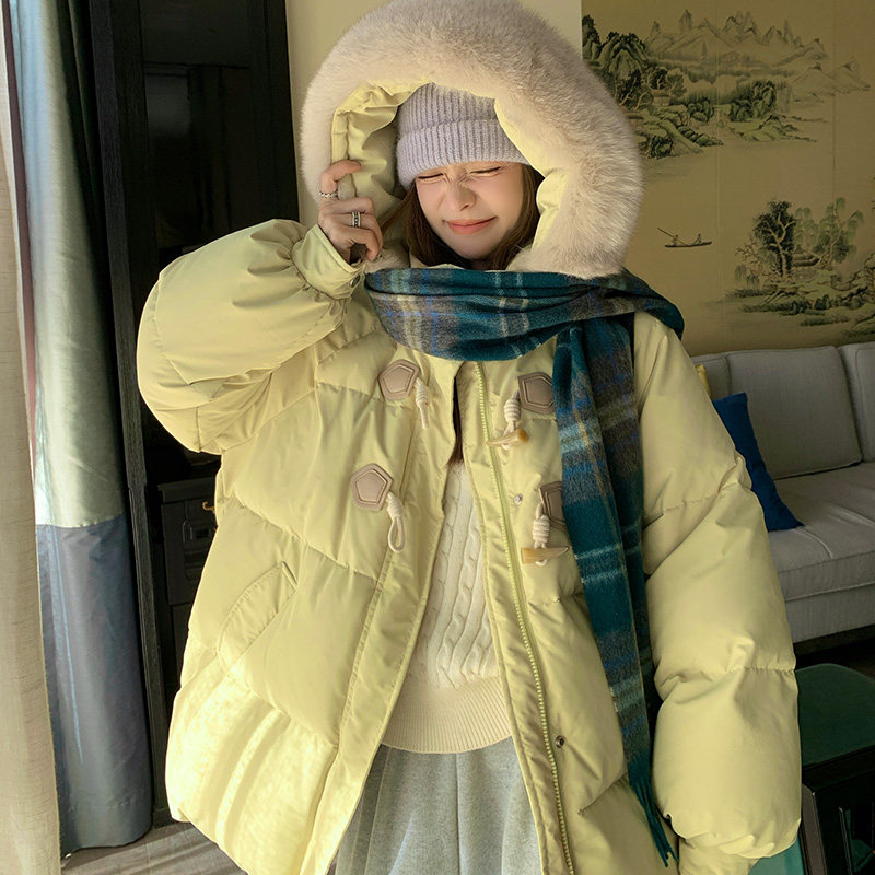 现货2025冬季新款短款毛领牛角扣棉服外套137-8019-P180-控268,女装棉衣/棉服,浙宝137
