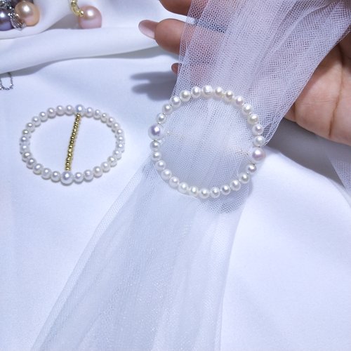 千凝 超百搭爆款丝巾扣 天然淡水珍珠围巾扣4-5mm近正圆14k包金