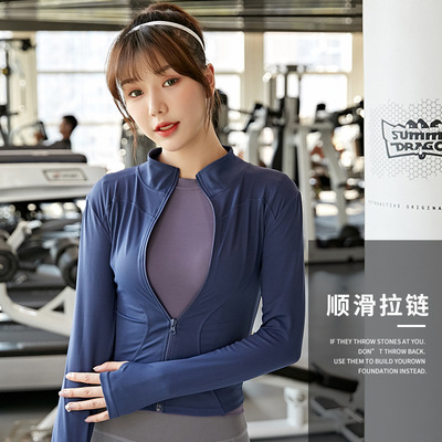 春季专业瑜伽运动外套女立领长袖