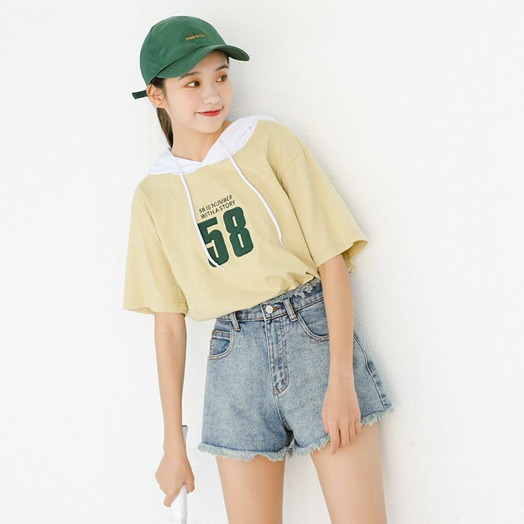 Real photo real price summer wear new Korean loose short sleeve T-shirt women's Hoodie bottoming fashion