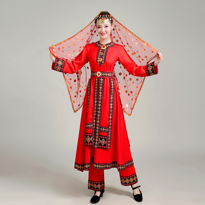 塔吉克族舞蹈服装儿童新疆舞蹈演出服成人女塔塔尔族少数民族套装