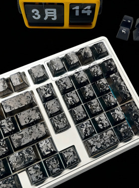 黑色碳纤维键帽游戏键帽高透光原厂高度pc材质机械键盘配件客制化