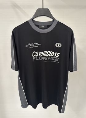 26春夏 CAVALLI CLASS男T恤时尚拼色多图标字母logo印花短袖T恤