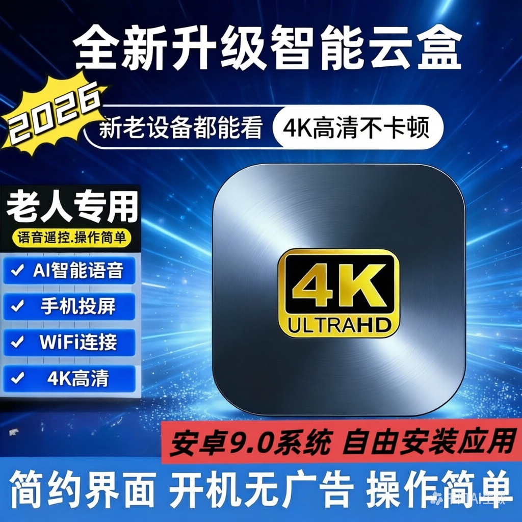 2026款网络机顶盒无线WiFi电视盒4K高清全网通智能家用盒子播放器