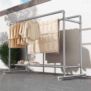 晾衣架落地简易室内家用阳台卧室不锈钢室外晾晒衣架晒被子晾衣杆