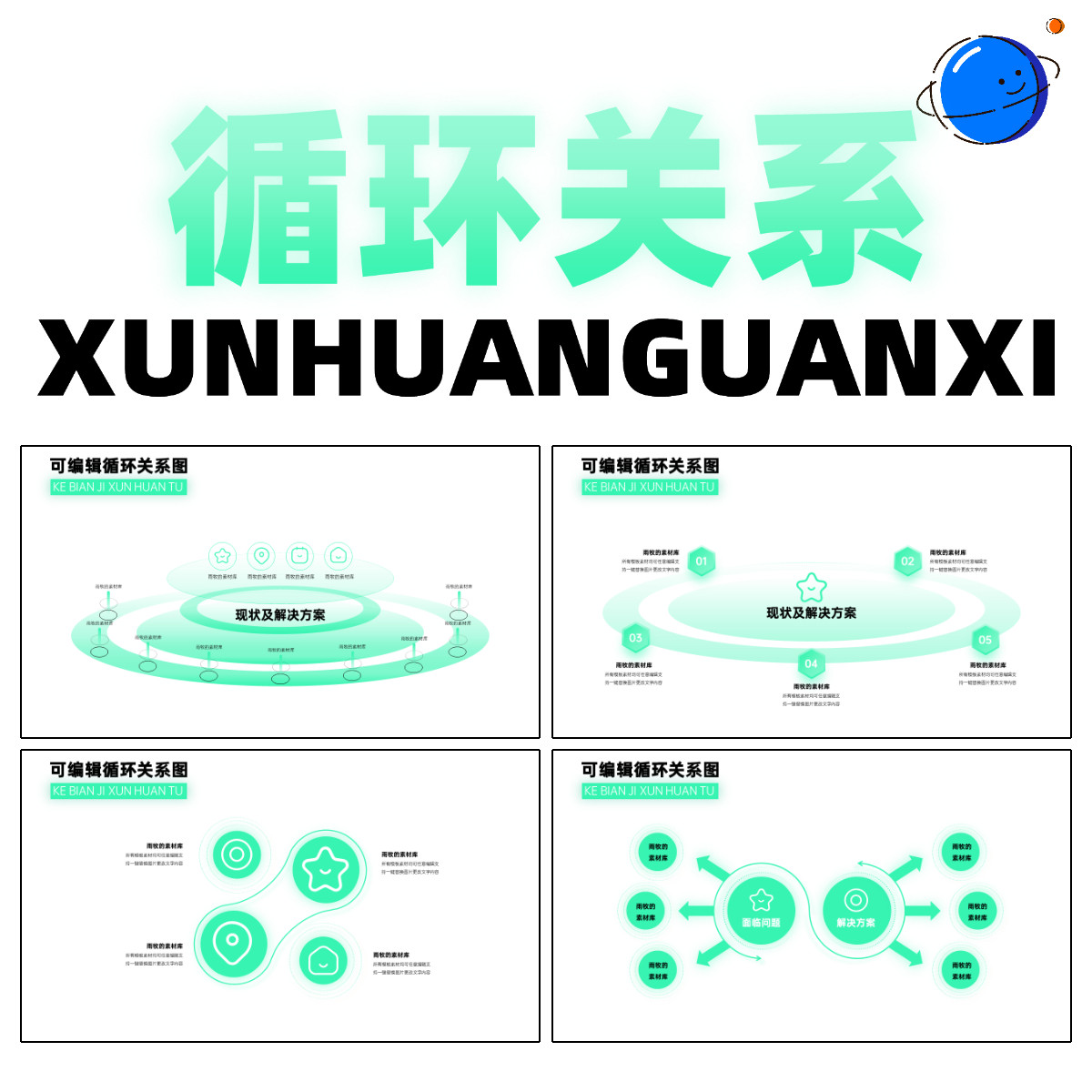 60页高端循环关系图例ppt模板纯手工全文可编辑ppt代制作美化排版图片