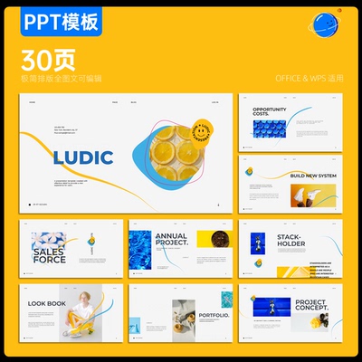 30页极简排版ppt模板简约大气含配图毕设作品集介绍ppt代制作美化