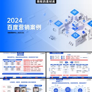 60页2024年百度蓝色全景商业动能计划书营销通案例年终PPT模版