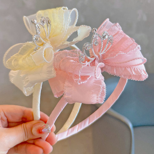 2026春新款韩系精工立体皇冠女童发箍仙气公主风质感儿童头饰头扣