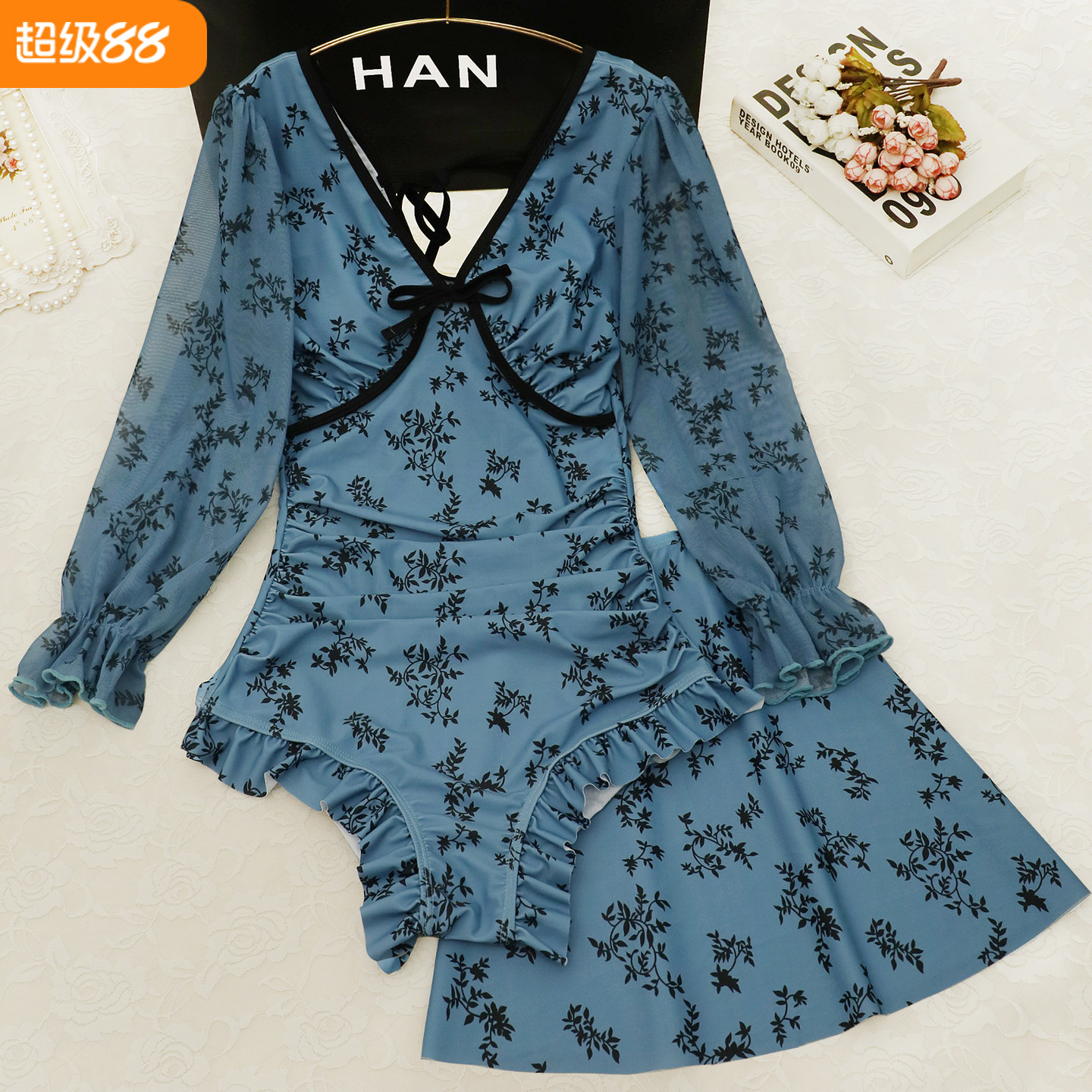 大碼泳衣女保守遮肉顯瘦泡溫泉