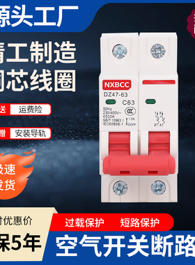 工厂促销1P空气开关2P家用32a63a三相3P断路器DZ47空开4P100A电闸