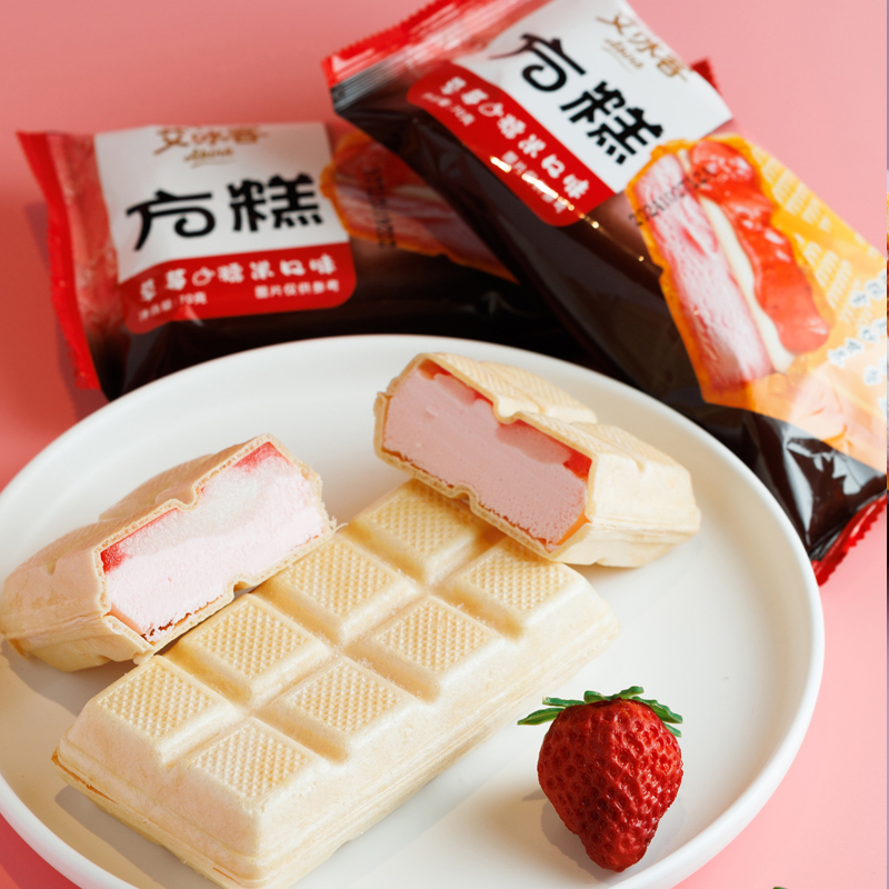 3支艾冰客红豆草莓香芋方糕雪糕