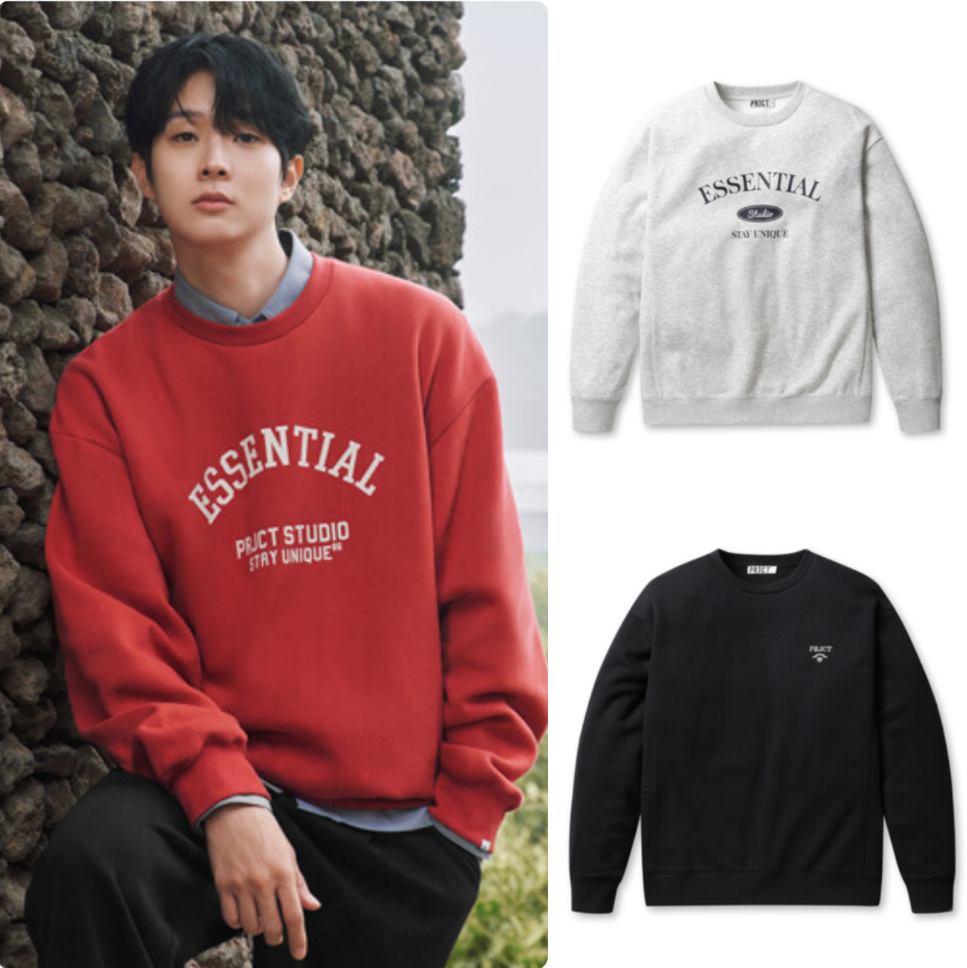 韩国正品代购 PROJECT M 25冬 男 崔宇植同款 加绒套头圆领卫衣