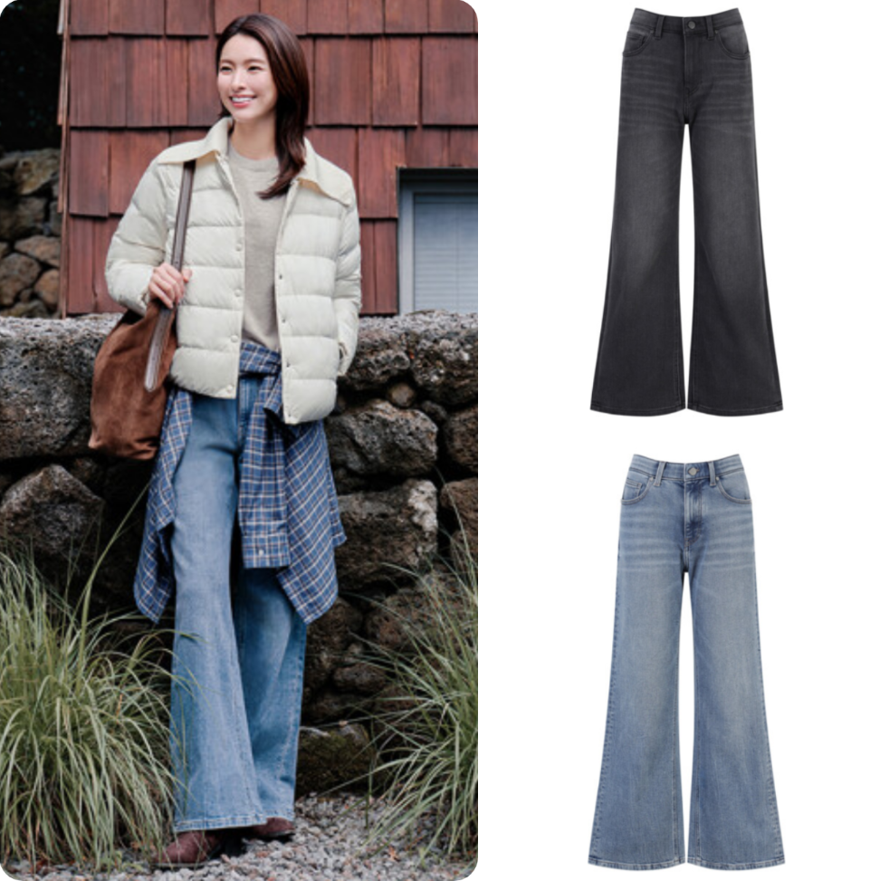 韩国正品代购 PROJECT M 25冬 女 女 休闲裤牛仔裤喇叭裤