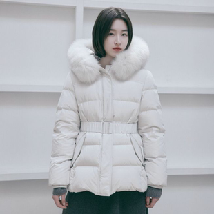 Bridge Mind 25冬 女 连帽狐狸毛领羽绒服 韩国正品 加厚中长款 代购