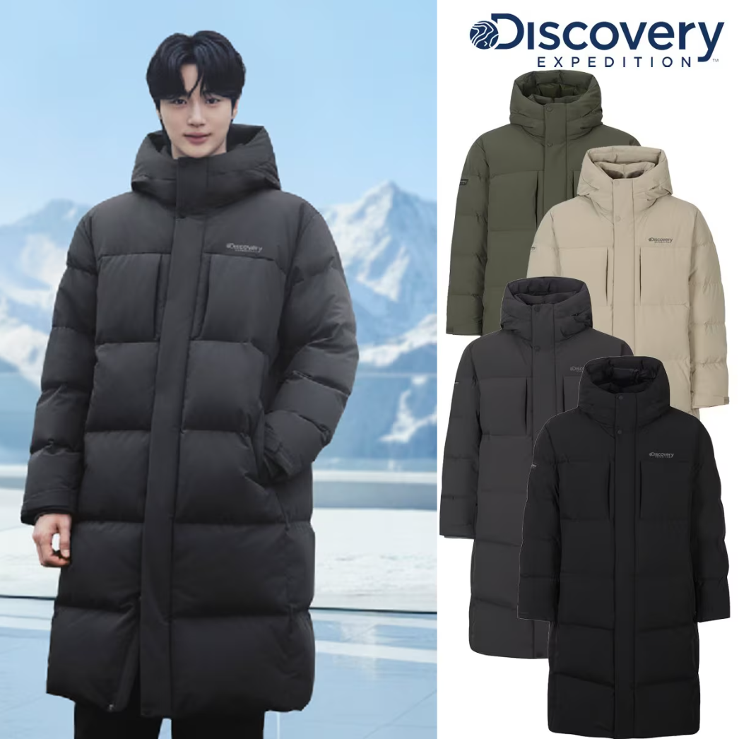 反季特价 韩代 DISCOVERY 25冬 男 防风防水长款加厚鹅绒羽绒服
