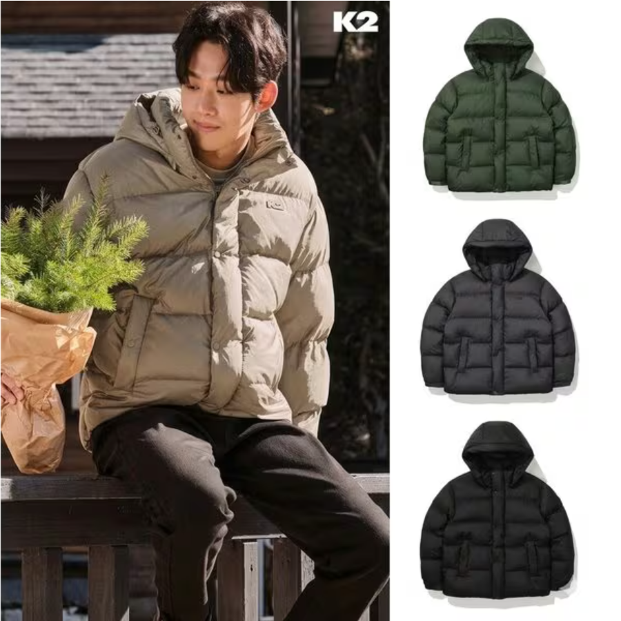 反季特价 韩国正品代购 K2冬男防水加厚中长款鹅绒羽绒服 鹅绒90%