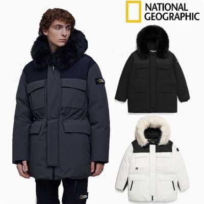 反季特价  韩国正品代购 国家地理 男女 加厚防水工装鹅绒羽绒服