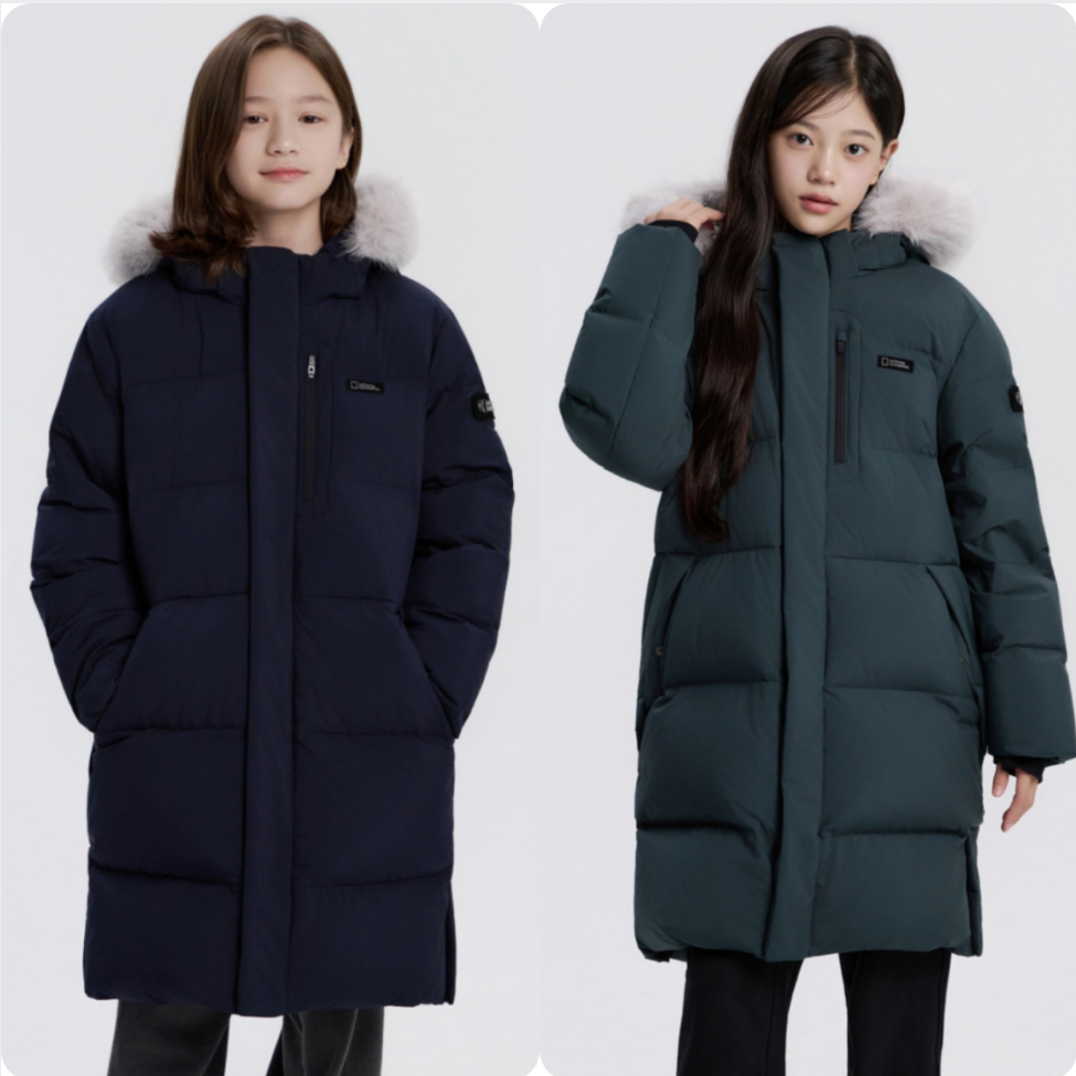 韩代NATIONAL GEOGRAPHIC国家地理 25冬儿童防水加厚中长款羽绒服