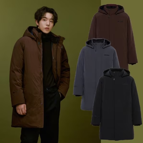 反季特价 韩国正品代购 EIDER 25冬 男 保暖中长款连帽鹅绒羽绒服
