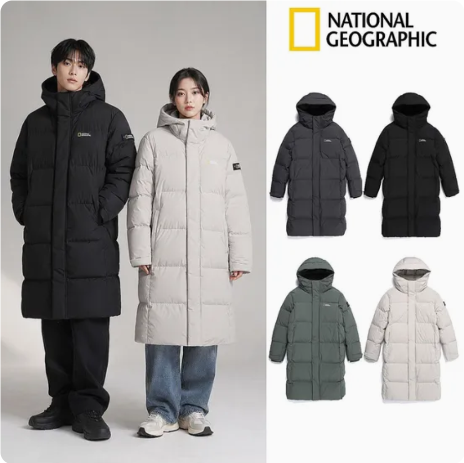 反季特价 韩代NATIONAL GEOGRAPHIC国家地理 男女 长款鹅绒羽绒服