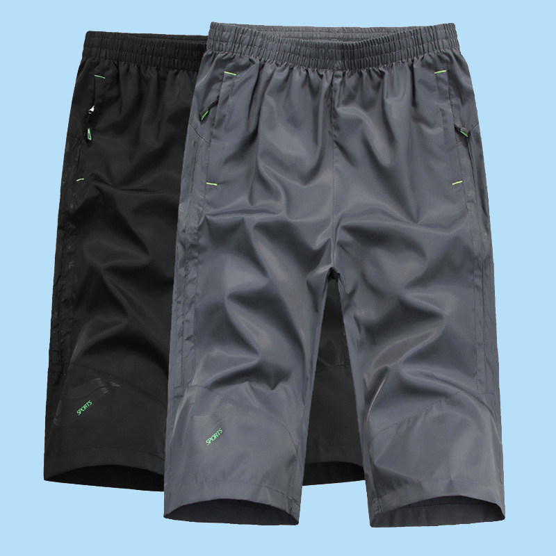 速干冰丝七分裤男夏季薄款中裤宽松运动直筒大码男式短裤马裤户外