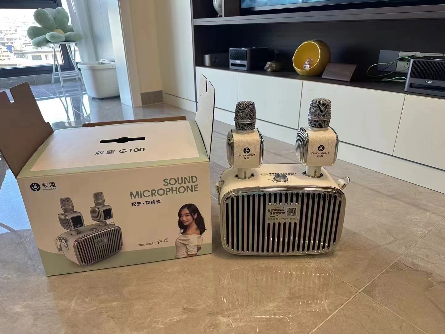 权盟G10双享麦 双响麦音响卡拉OK 广场舞电视家庭KTV 蓝牙音响麦