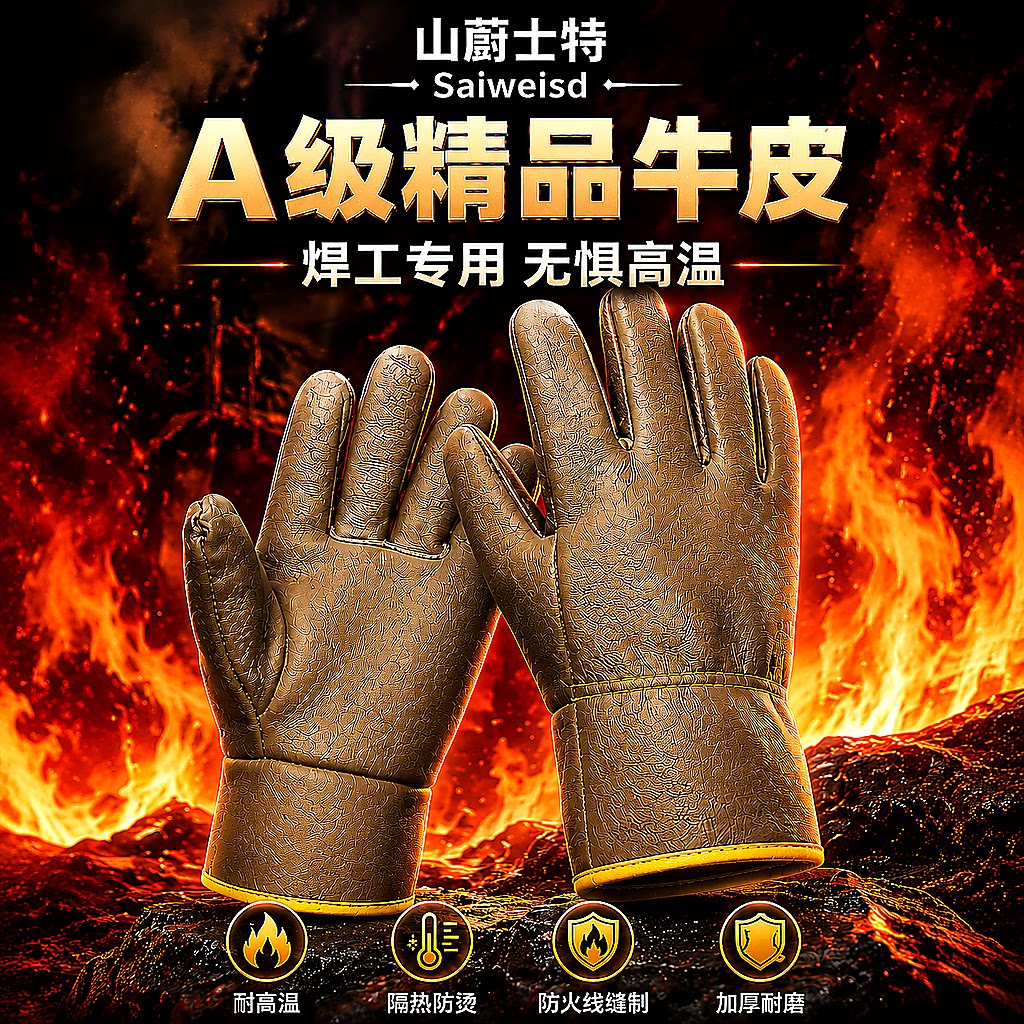山蔚士特电焊手套牛皮耐高温防烫