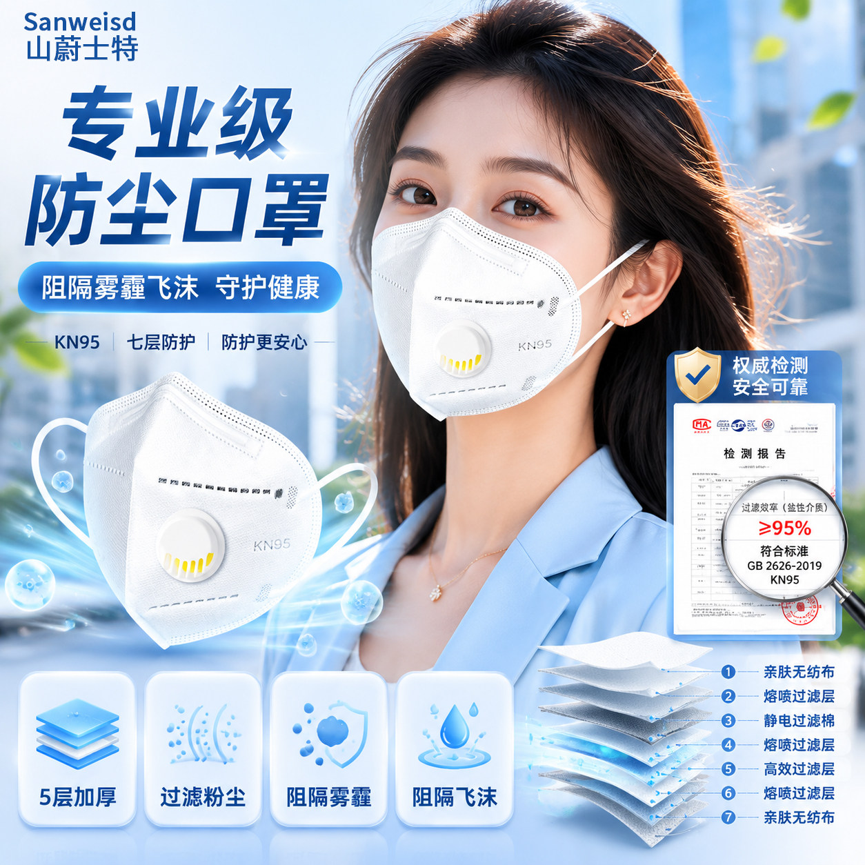 kn95口罩呼吸阀防工业重度粉尘