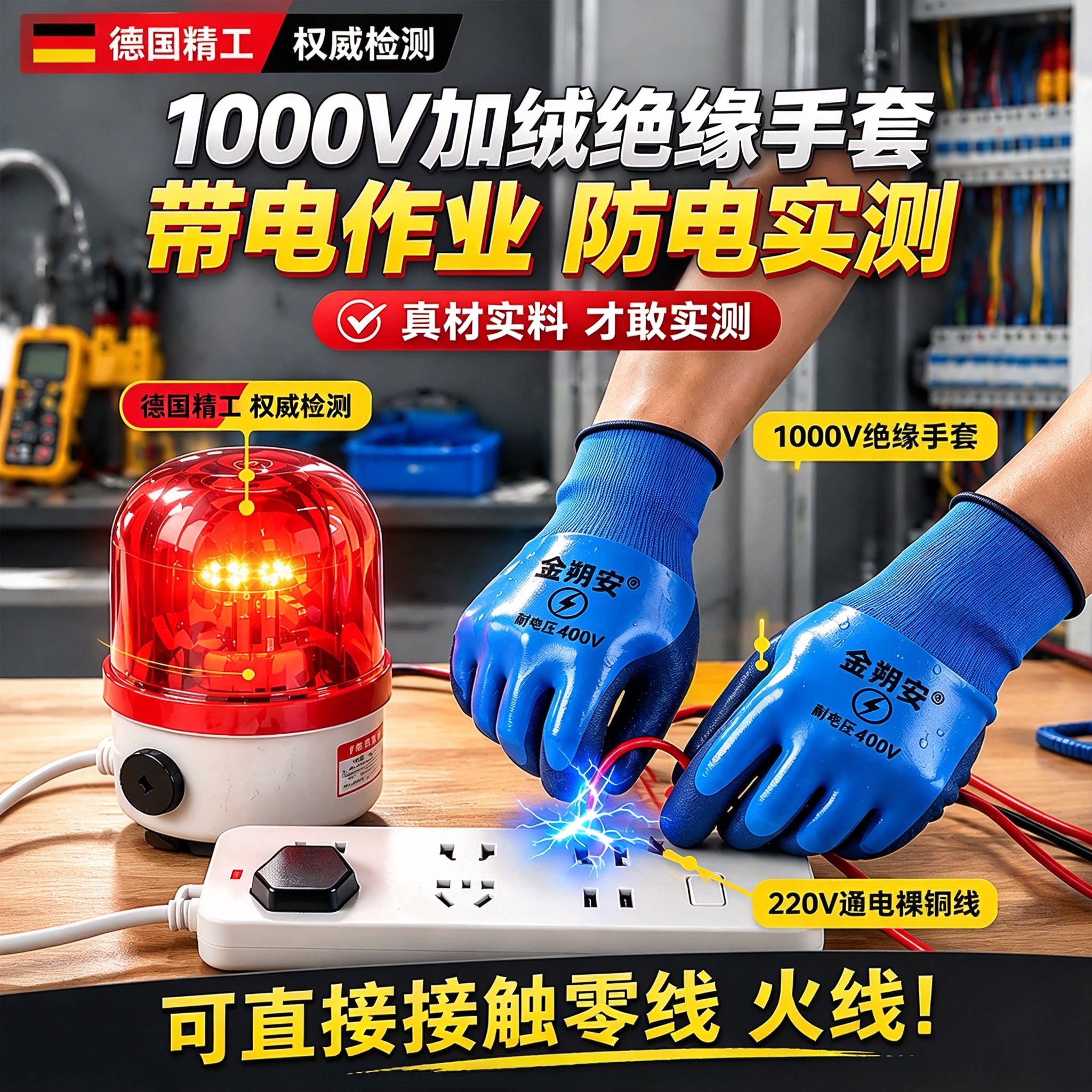 低压绝缘手套400V电工冬季专用加绒保暖供电局国标认证防水防电