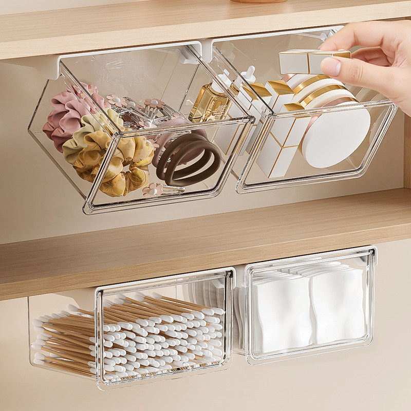 镜柜下抽屉式收纳盒卫生间收纳神器化妆品卸妆棉签口红透明置物架,收纳整理,镜柜收纳盒,淘宝优惠券,粉丝福利购,淘宝优惠卷