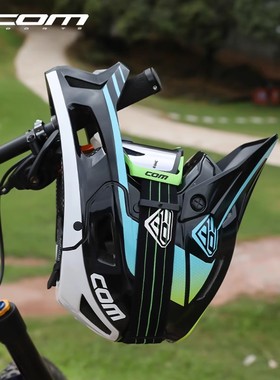 com全盔头盔新款M1超轻透气一体盔不可调速降bmx全包护脸帽子竞技